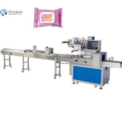 Servo Driven Automatic Punching labeling wet tissue/ Wet napkin/paper towel packing machine